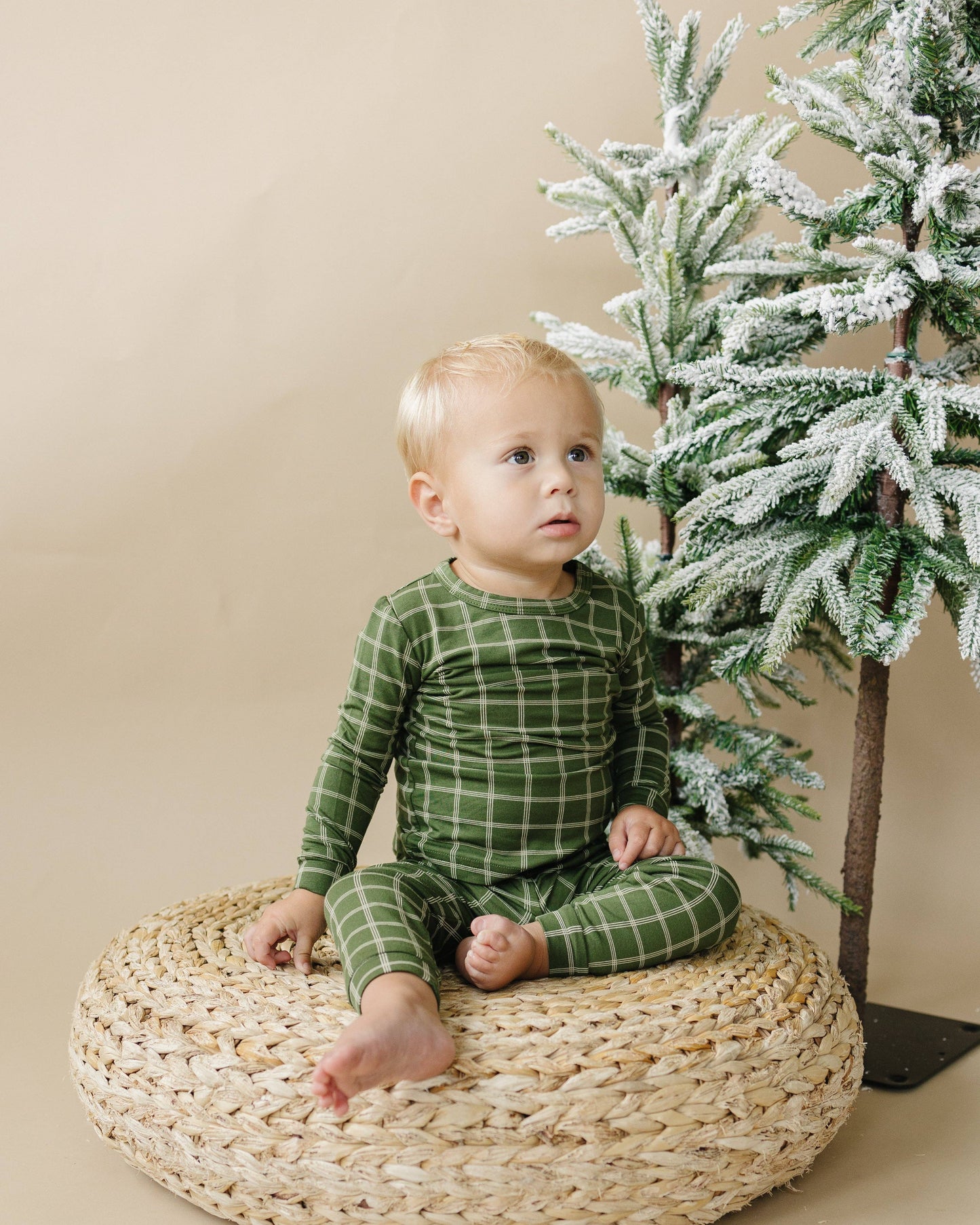 Christmas Green Plaid 2pc Bamboo Pajamas Toddler Kids Baby