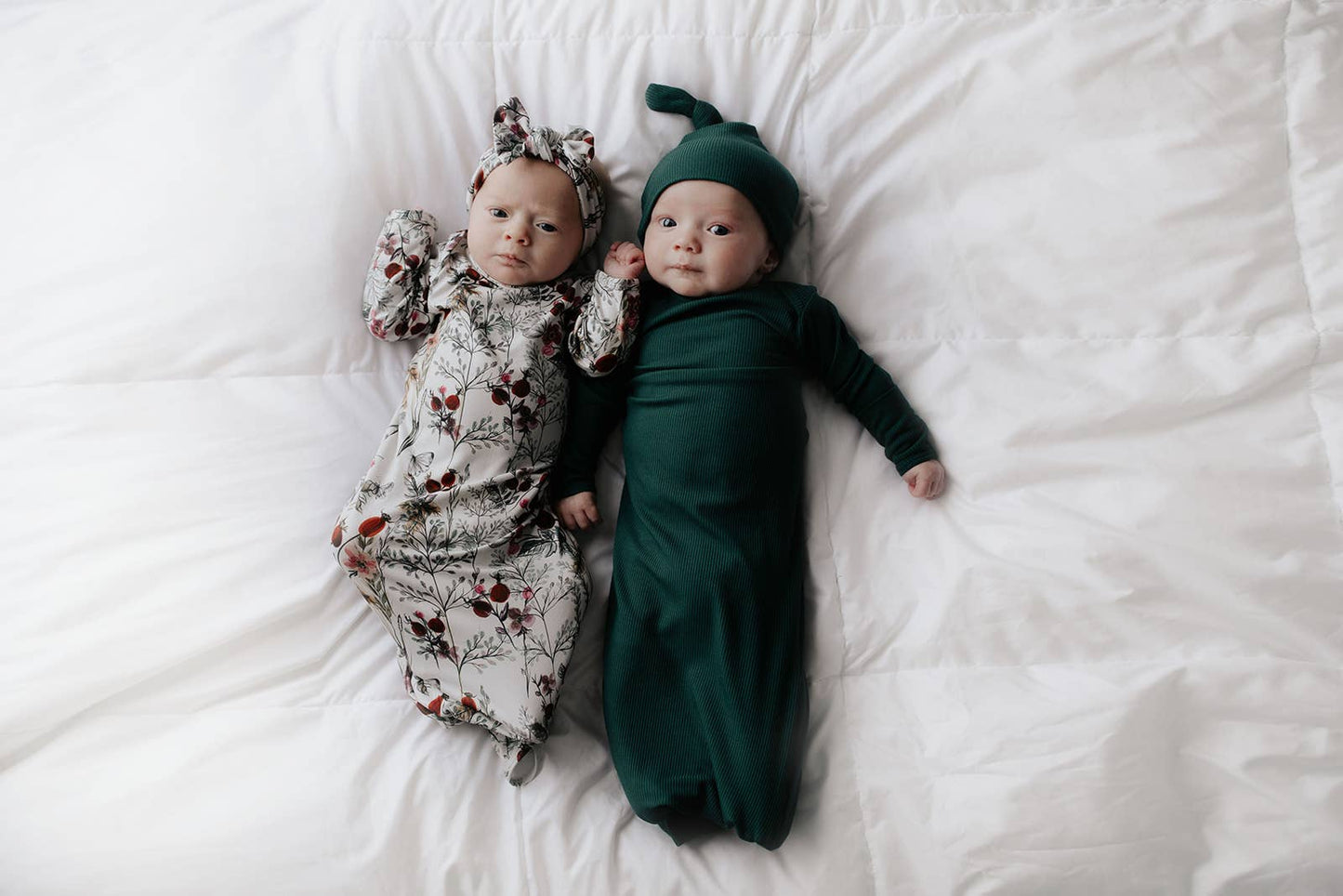 Forest Green Ribbed Knotted Gown