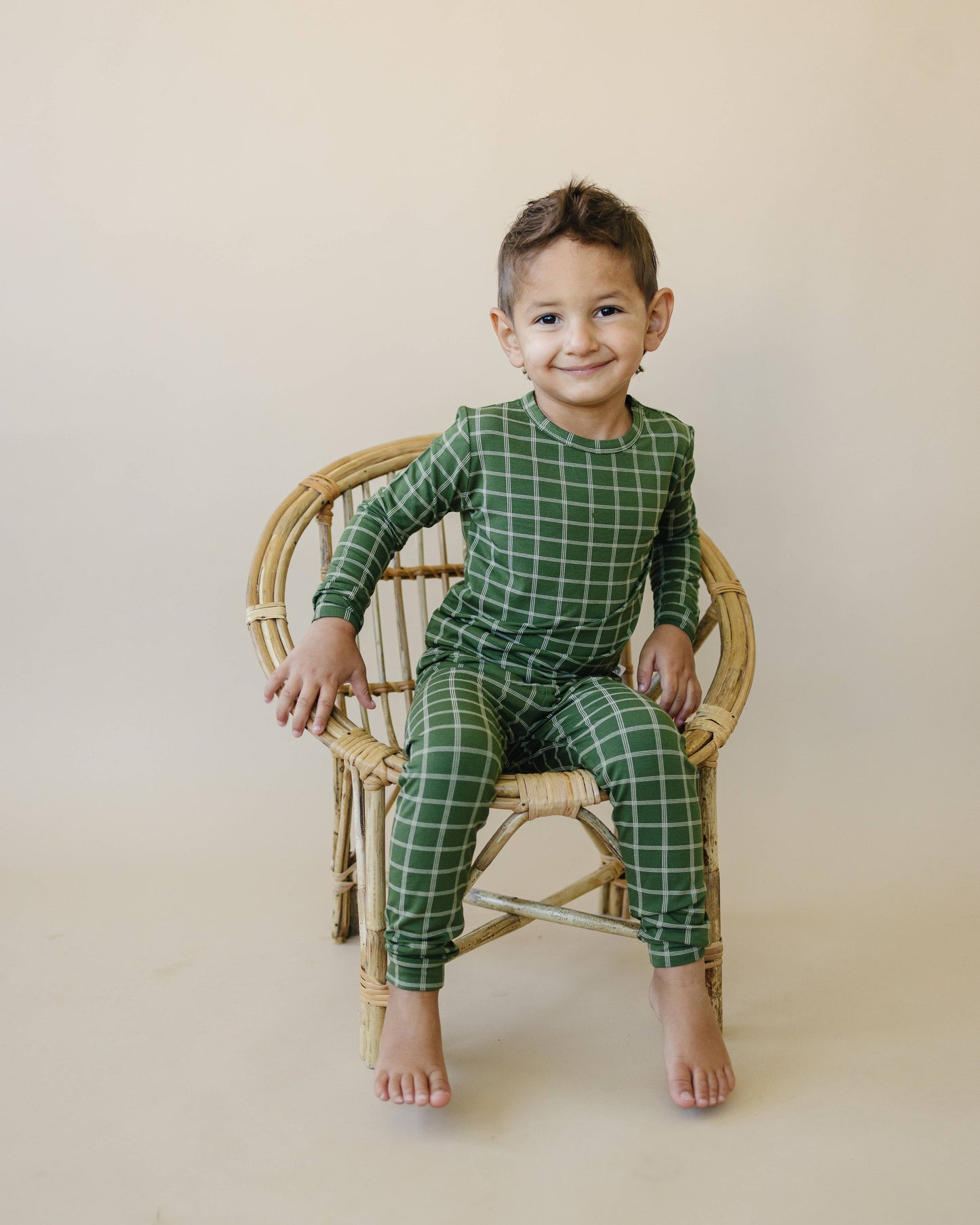 Christmas Green Plaid 2pc Bamboo Pajamas Toddler Kids Baby