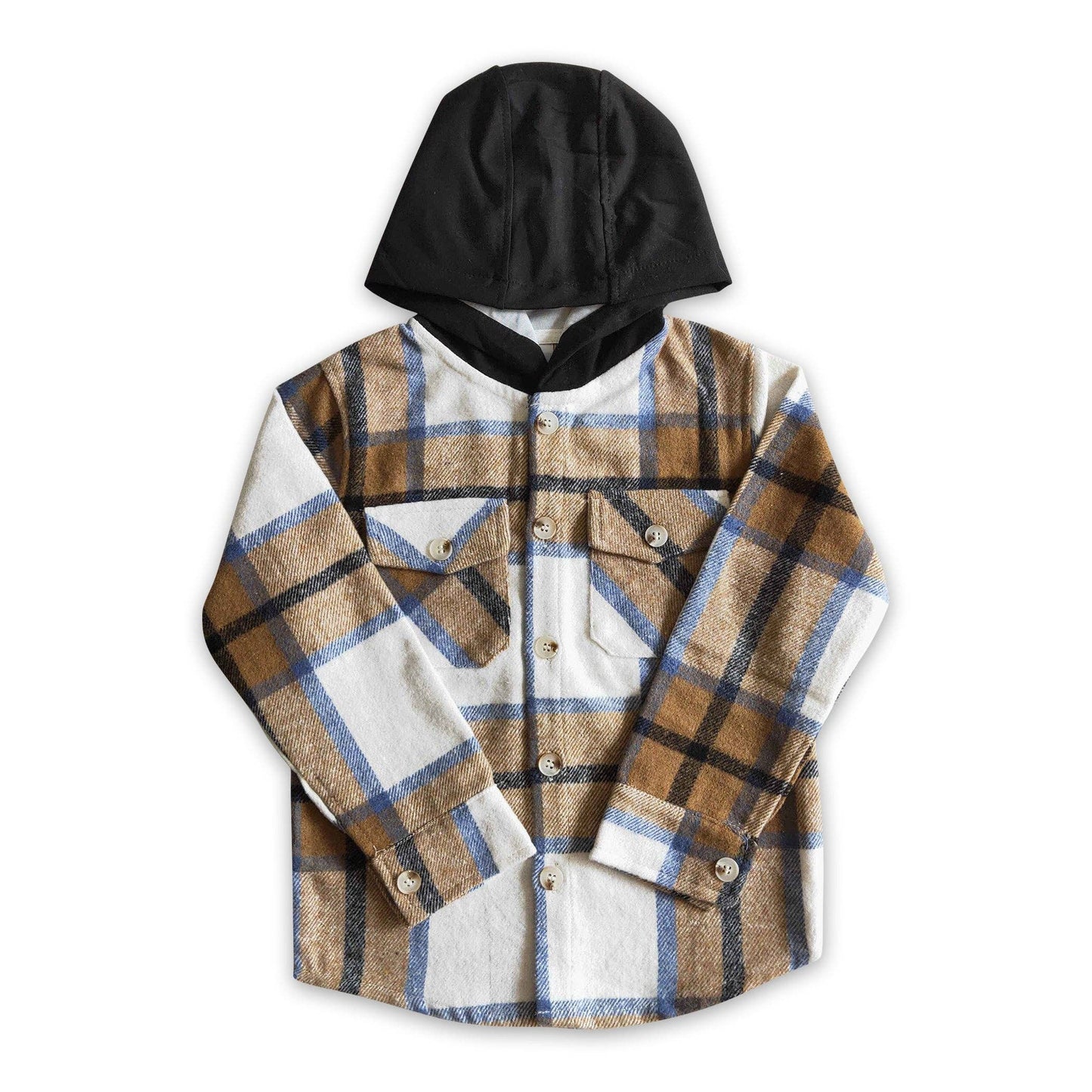Khaki plaid cotton shirt