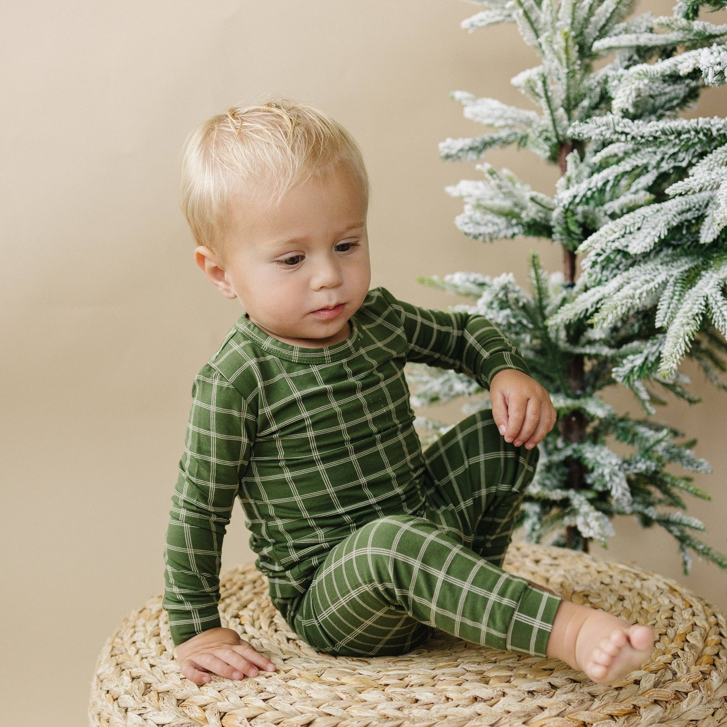 Christmas Green Plaid 2pc Bamboo Pajamas Toddler Kids Baby