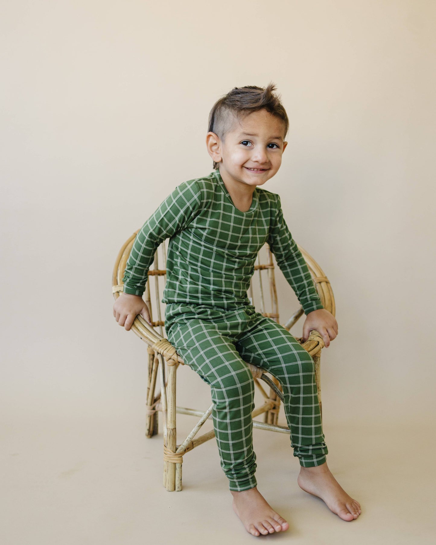 Christmas Green Plaid 2pc Bamboo Pajamas Toddler Kids Baby