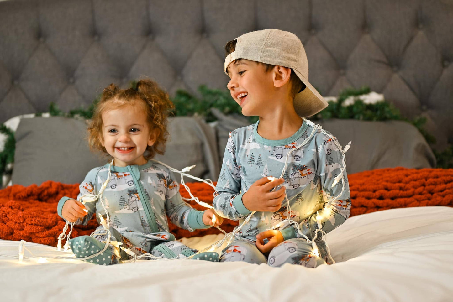 Santa Van Christmas 2pc Bamboo Pajamas Kids Holiday PJs Baby