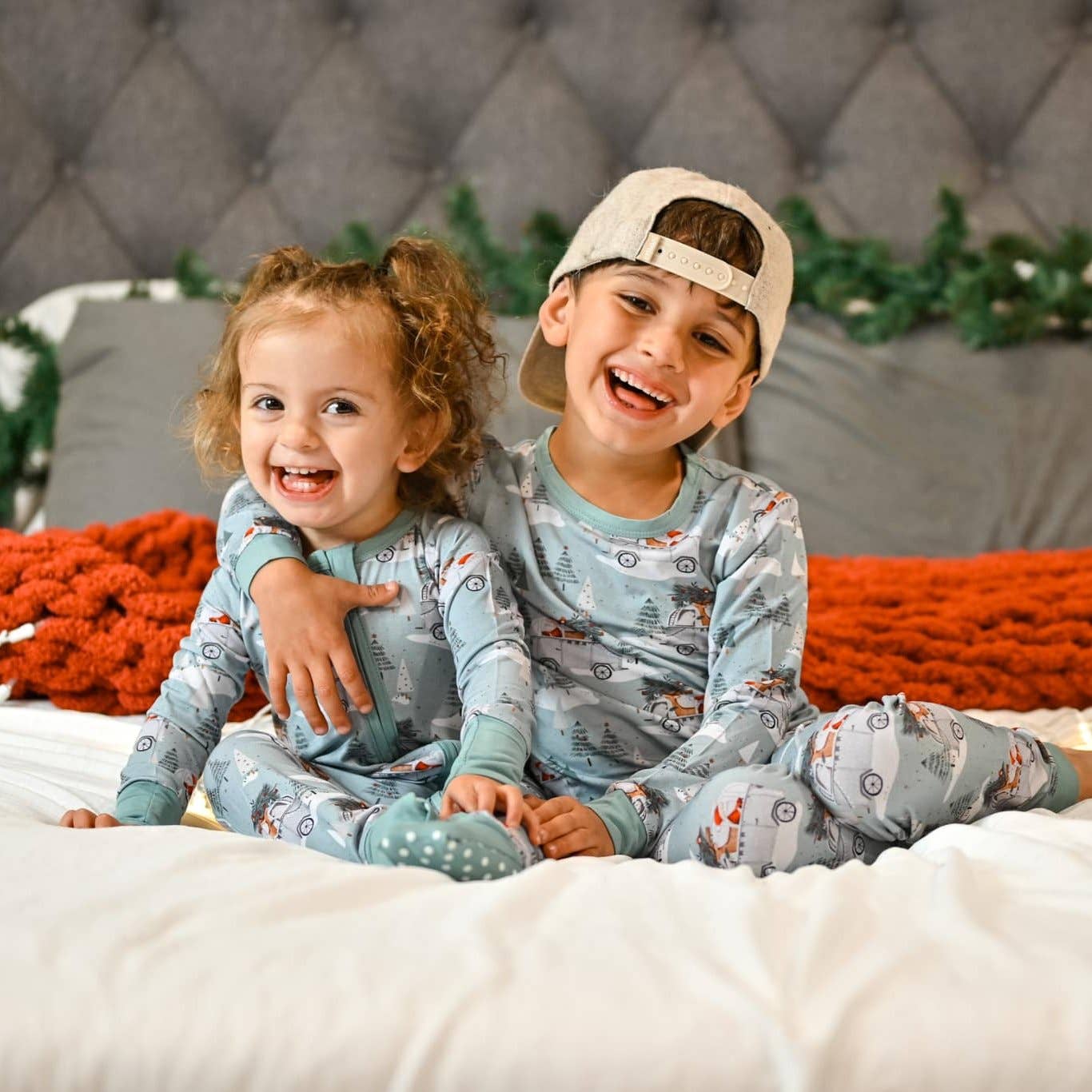 Santa Van Christmas 2pc Bamboo Pajamas Kids Holiday PJs Baby