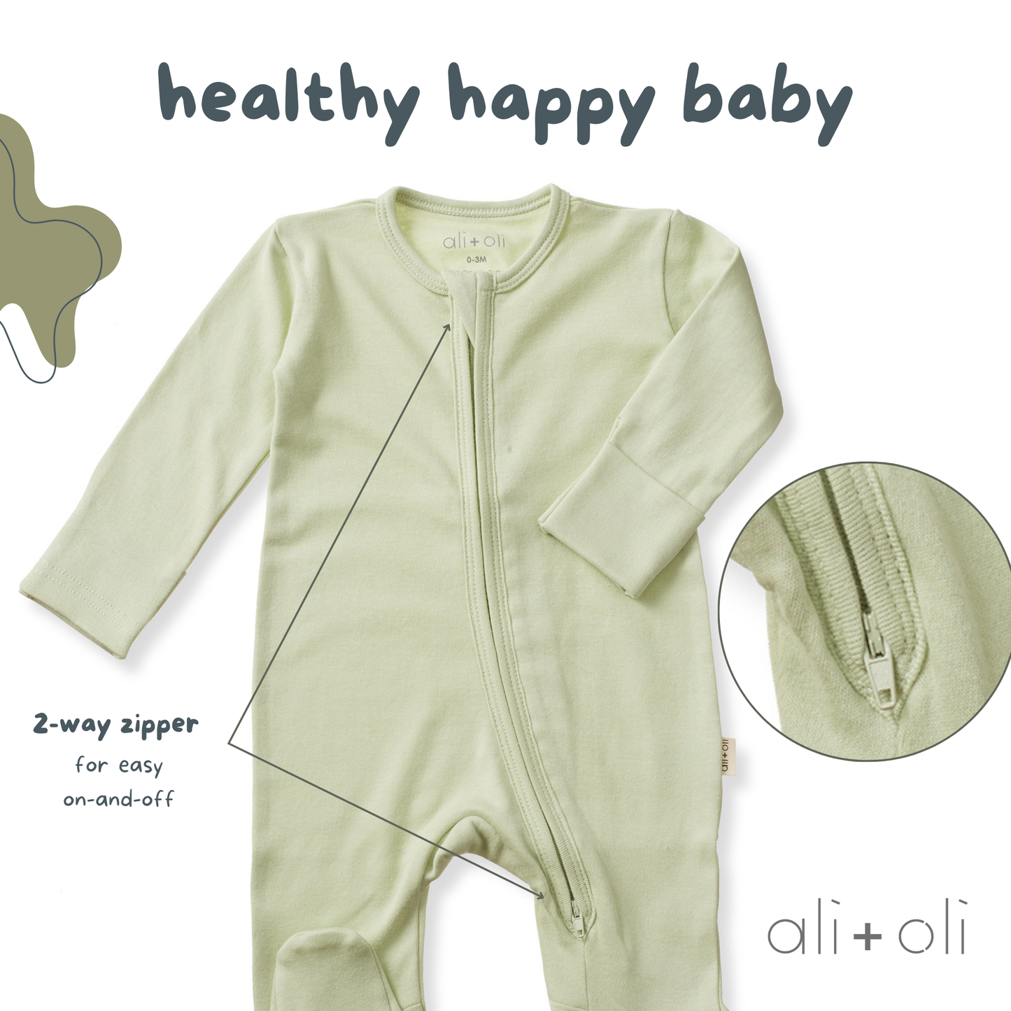 Baby Footie 2-Way Zipper – Organic Cotton Lounge Wear