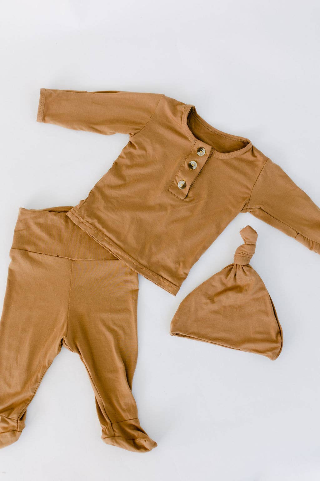 Top & Bottom Baby Outfit (Newborn - 12 months sizes) - Camel